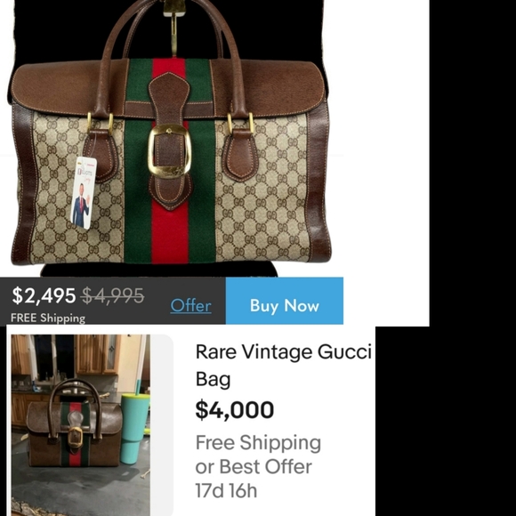 Auth Vintage Gucci Web Rare UNISEX Boston Carryall weekender mini luggage XL bag - Picture 3 of 16